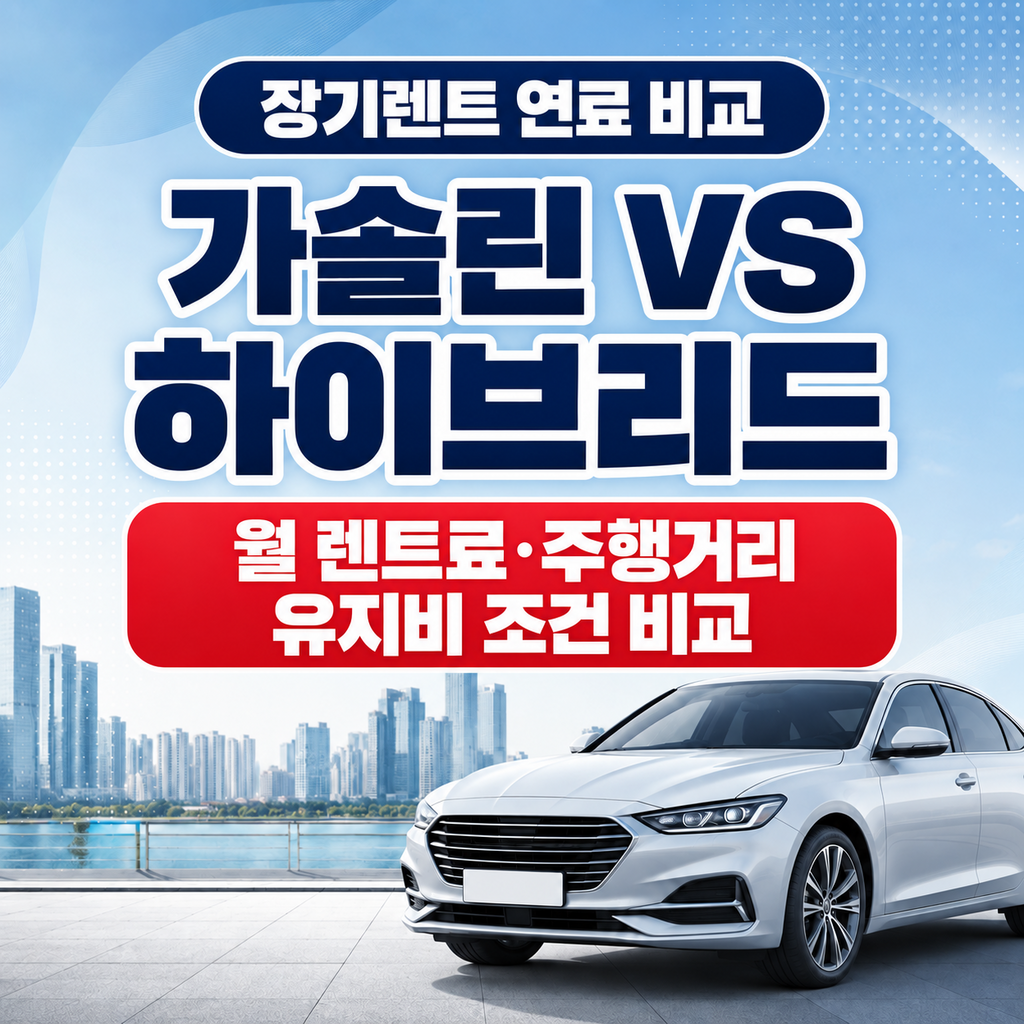 가솔린 하이브리드 장기렌트 월 렌트료 주행거리 유지비 조건 비교