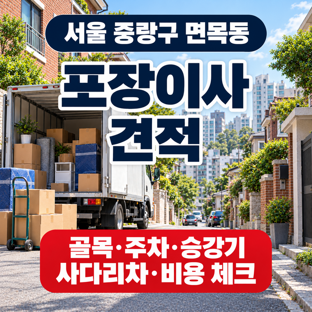 서울 중랑구 면목동 포장이사 골목 주차 승강기 사다리차 비용 체크 썸네일