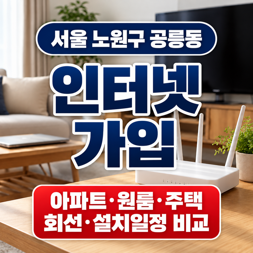 서울 노원구 공릉동 인터넷가입 아파트 원룸 주택 회선 설치일정 비교