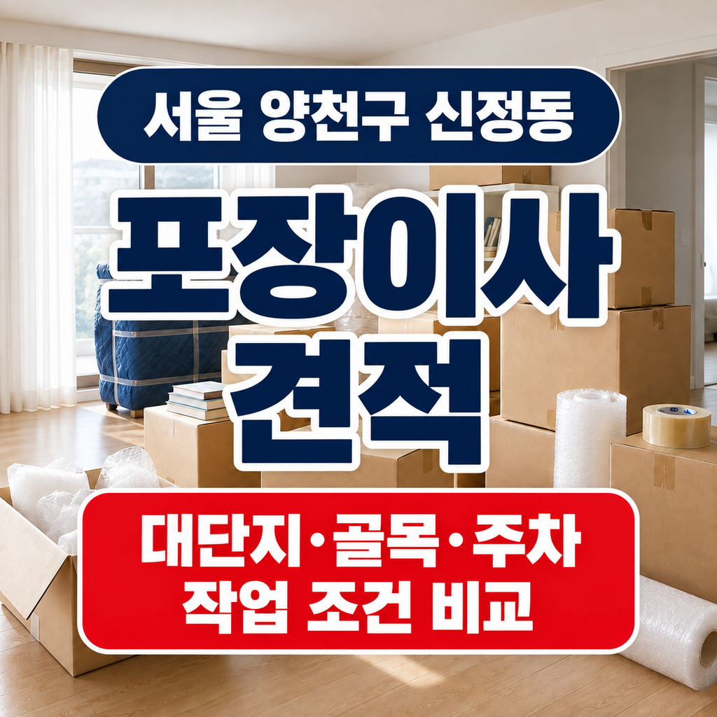 서울 양천구 신정동 포장이사 대단지 골목 주차 작업 조건 비교